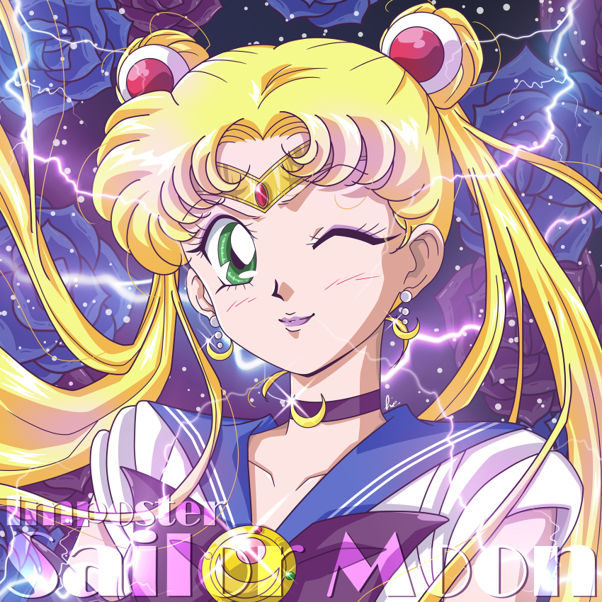 1girl, alternate_color, bishoujo_senshi_sailor_moon, bishoujo_senshi_sailor_moon_(first_season), bishoujo_senshi_sailor_moon_crystal, black_flower, black_rose, blonde_hair