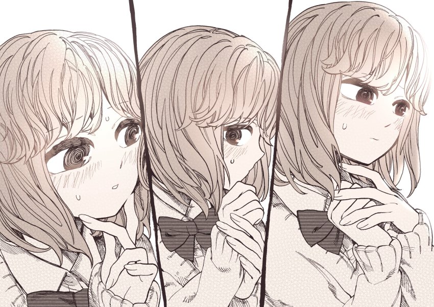 1girl, blush, bow, female_focus, glance, highres, looking_away, minoda_(mndh)