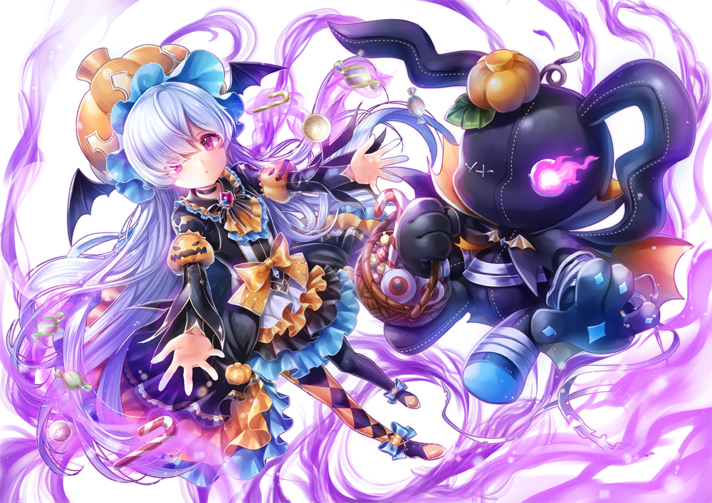 1girl, :o, argyle_clothes, argyle_pantyhose, asymmetrical_legwear, bandaged_arm, bandages, basket