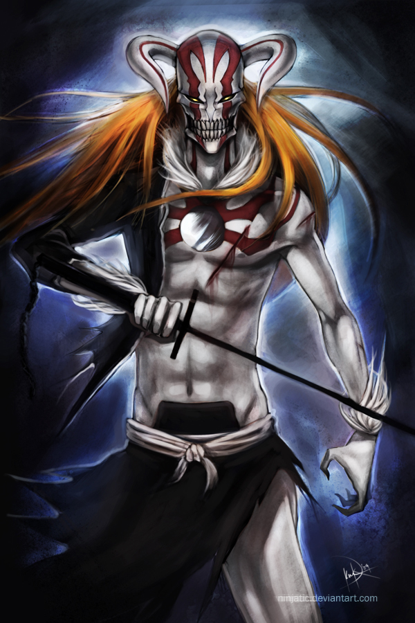 00s, 1boy, abs, alternate_color, bankai, bleach, blood, claws