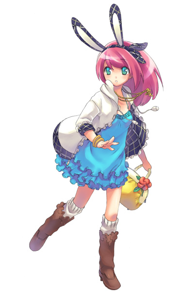 animal_ears, bag, boots, dress, jewelry, korita, necklace, rabbit_ears