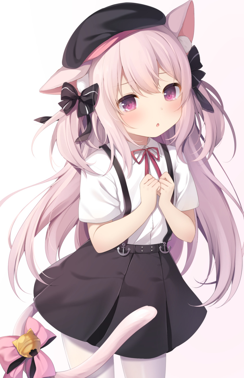 1girl, :o, amashiro_natsuki, anchor, animal_ear_fluff, animal_ears, azur_lane, bell