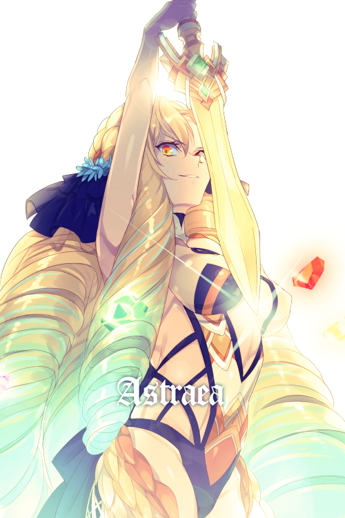 1girl, astraea_(fate), astraea_(second_ascension)_(fate), blonde_hair, blue_flower, breasts, center_opening, character_name