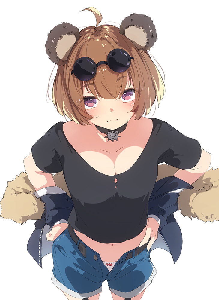 1girl, :3, ahoge, animal_ears, bad_id, bad_pixiv_id, bear_ears, black_choker
