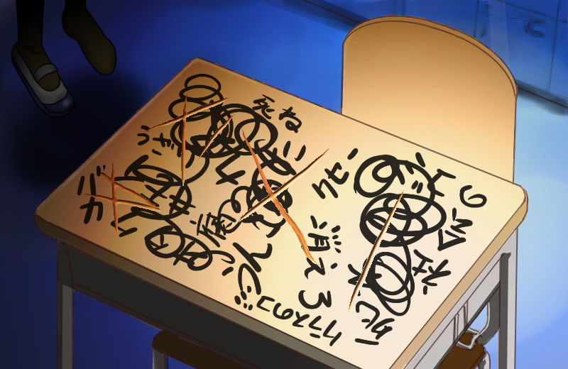 00s, 1girl, black_socks, bullying, chair, death, desk, female_focus