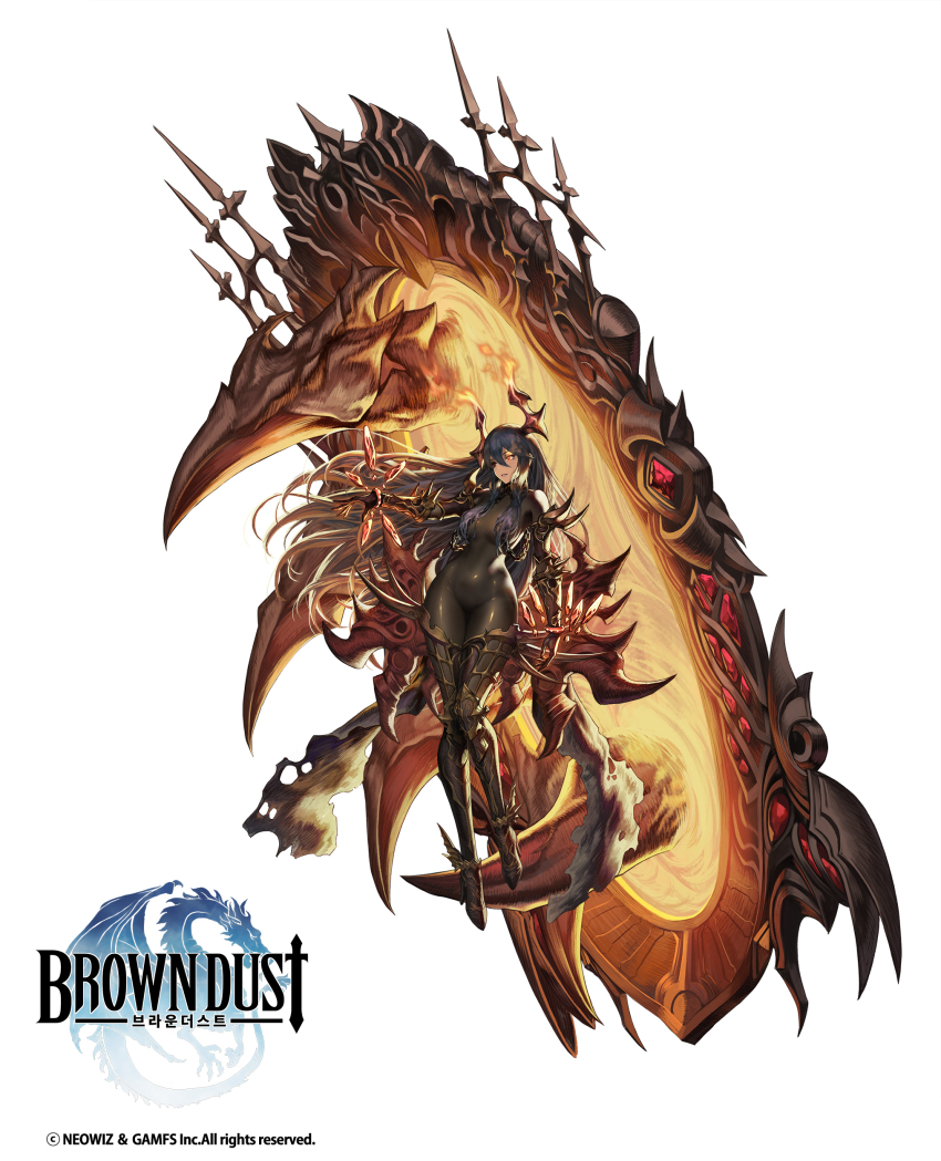 1girl, absurdres, armor, black_hair, bodysuit, breasts, brown_dust, brown_dust_(series)