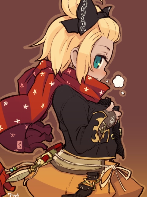 1girl, 7th_dragon, 7th_dragon_(series), aqua_eyes, blonde_hair, bow, breath, dagger