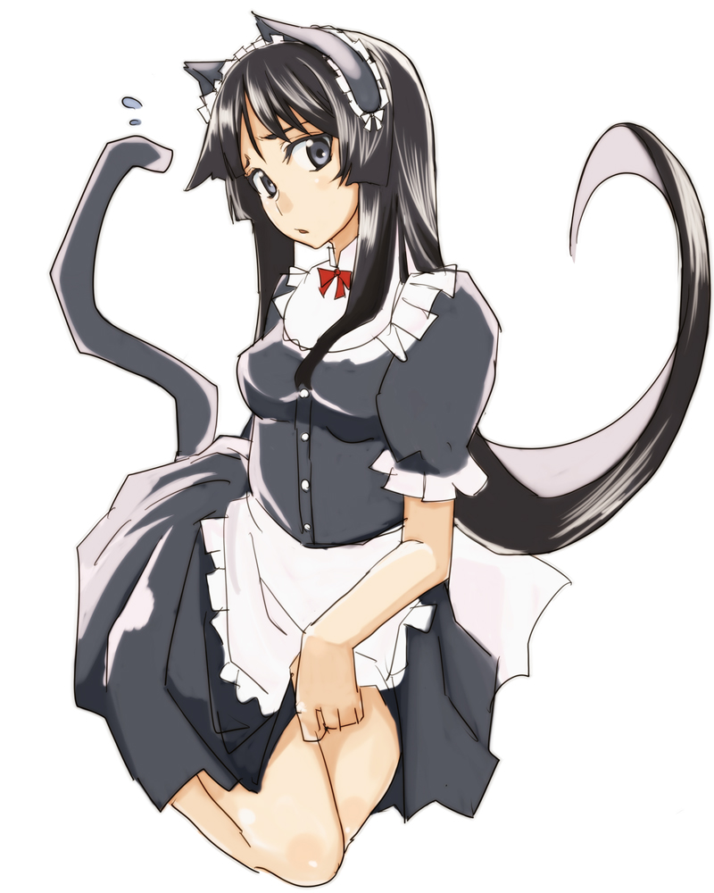 00s, 1girl, akiyama_mio, alternate_costume, animal_ears, bad_id, bad_pixiv_id, black_eyes