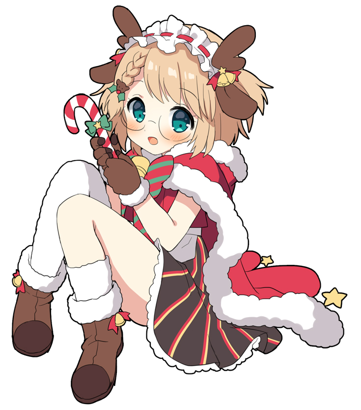 1girl, alternate_costume, animal_costume, asymmetrical_legwear, black_skirt, blonde_hair, blush, boots
