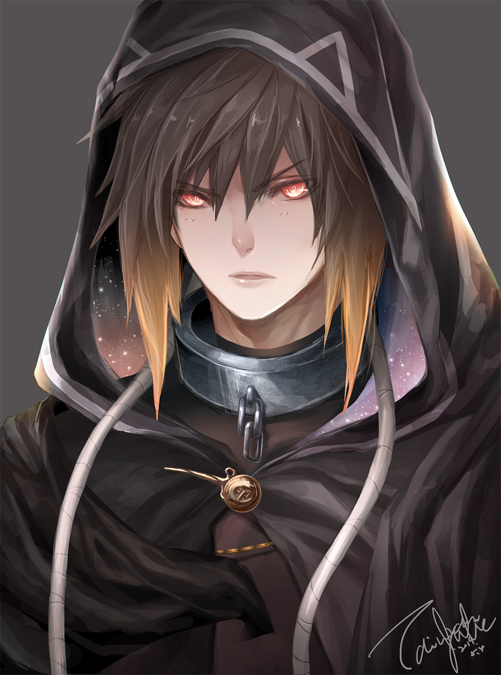 1boy, albel_nox, bad_id, bad_pixiv_id, black_coat, blonde_hair, brown_hair, coat
