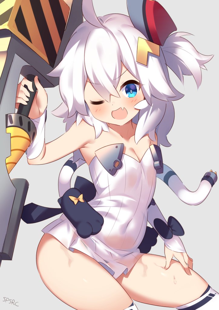 1girl, ;d, ahoge, azur_lane, bare_shoulders, black_bow, blue_eyes, blush