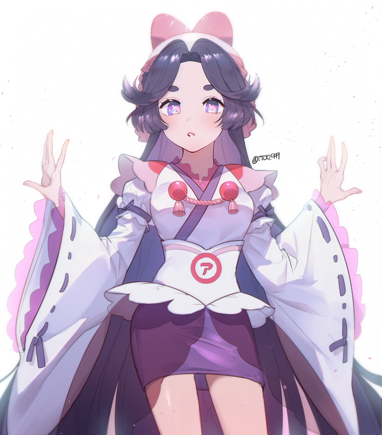 1girl, azuma_sara, bad_id, bad_pixiv_id, black_hair, bow, hair_bow, long_hair