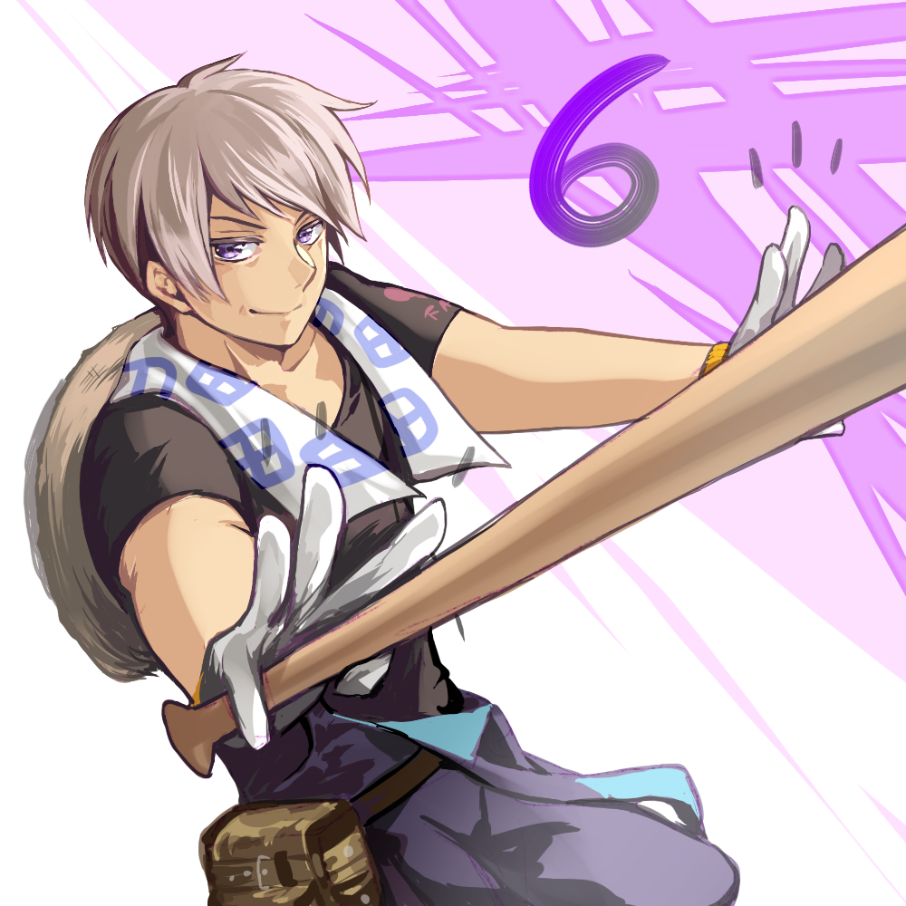 1boy, black_shirt, closed_mouth, gloves, grey_gloves, grey_hat, hat, hat_on_back