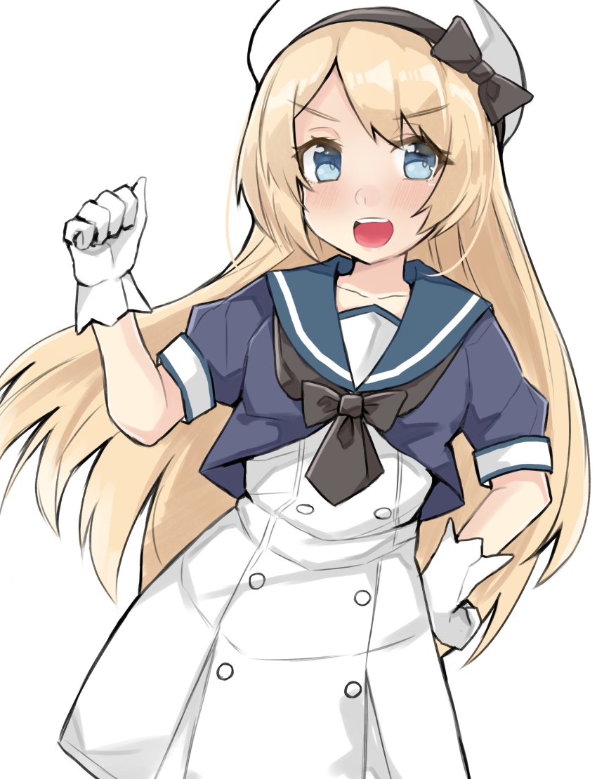1girl, absurdres, black_neckerchief, blonde_hair, blue_eyes, blue_sailor_collar, cowboy_shot, dokuganryuu