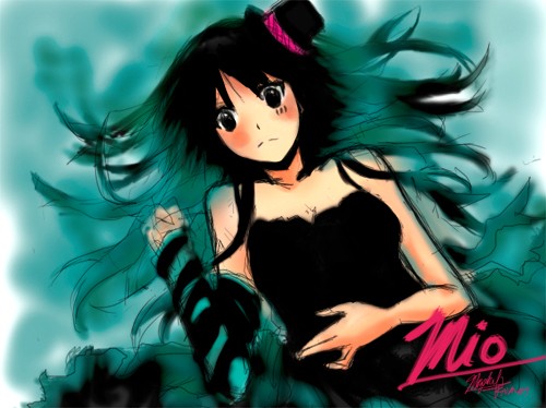 00s, 1girl, akiyama_mio, black_hair, blunt_bangs, don't_say_"lazy", facepaint, female_focus