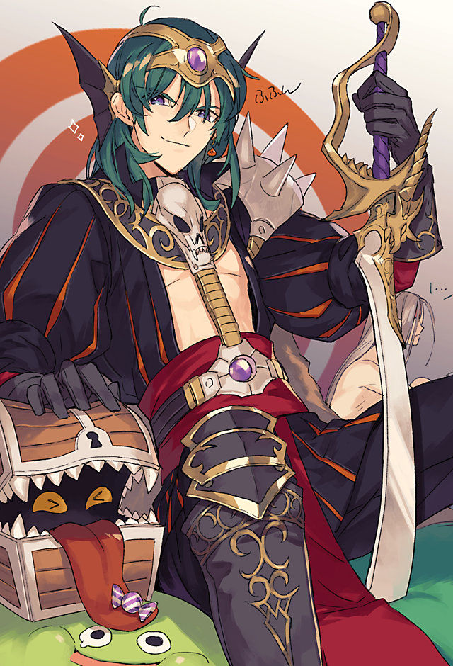 ..., 2boys, armor, between_legs, blue_eyes, boots, candy, circlet