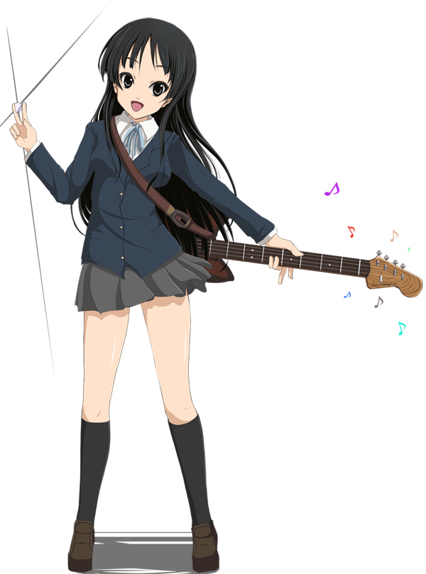 00s, 1girl, akiyama_mio, bad_id, bad_pixiv_id, bass_guitar, black_eyes, black_hair