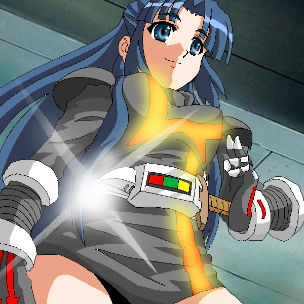 1girl, asakura_ryoko, belt, buckle, electricity, female_focus, gauntlets, green_eyes