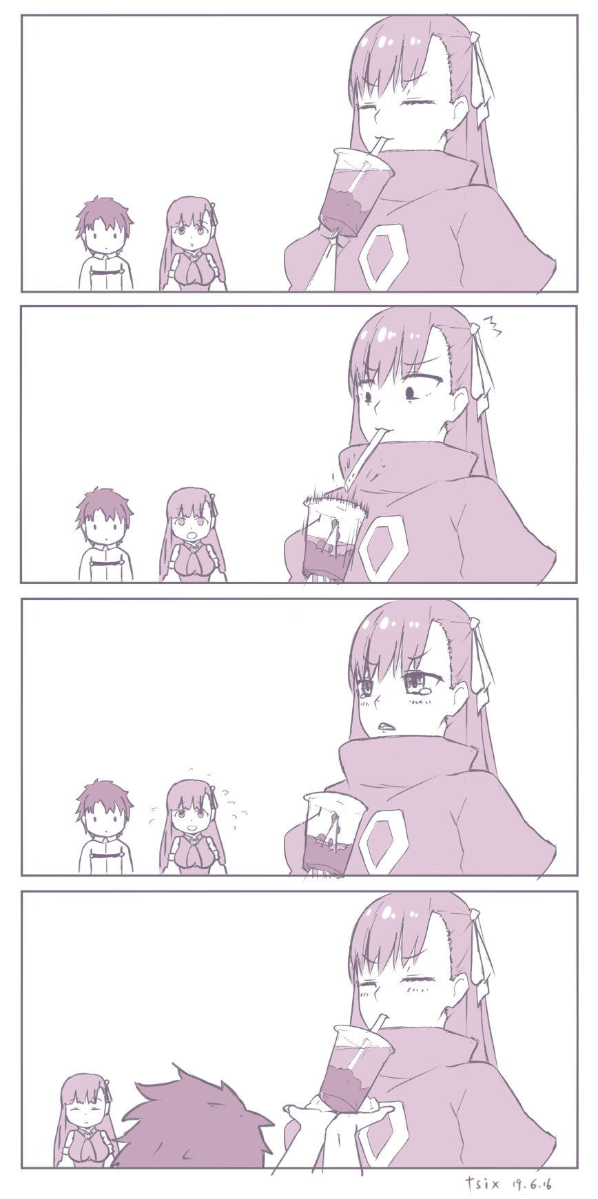 4koma, artist_name, bubble_tea, bubble_tea_challenge, chinese_commentary, comic, commentary_request, cup