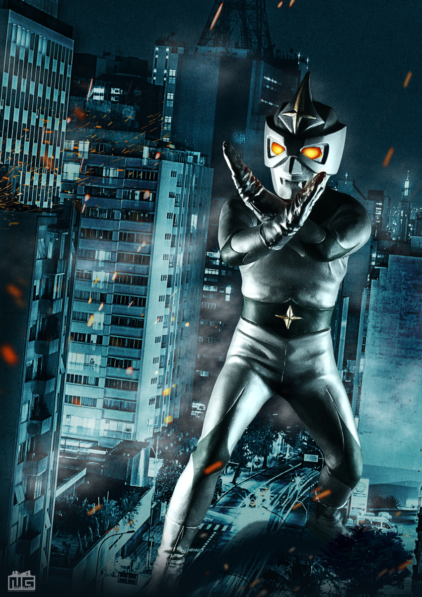 alien, building, car, city, embers, faceplate, giant, glowing