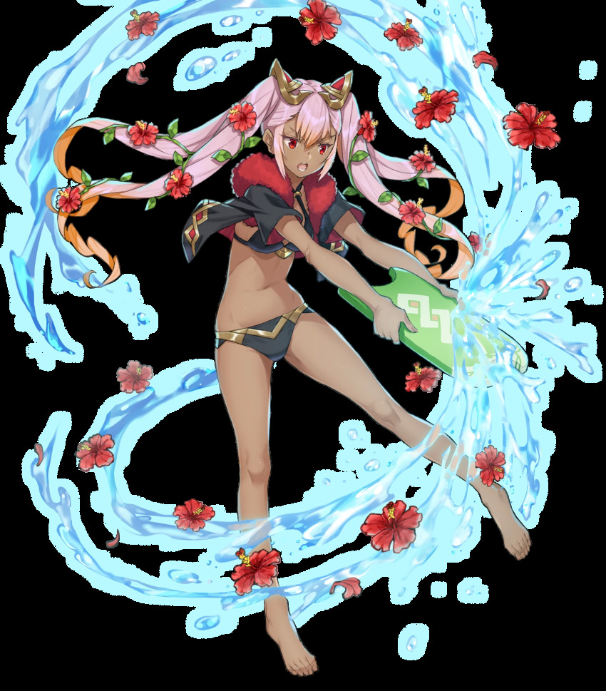 1girl, bad_feet, bare_legs, barefoot, bikini, black_bikini, black_jacket, breasts