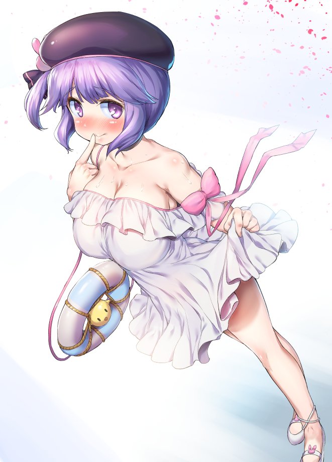 1girl, alternate_breast_size, azur_lane, black_hat, blush, bow, breasts, closed_mouth