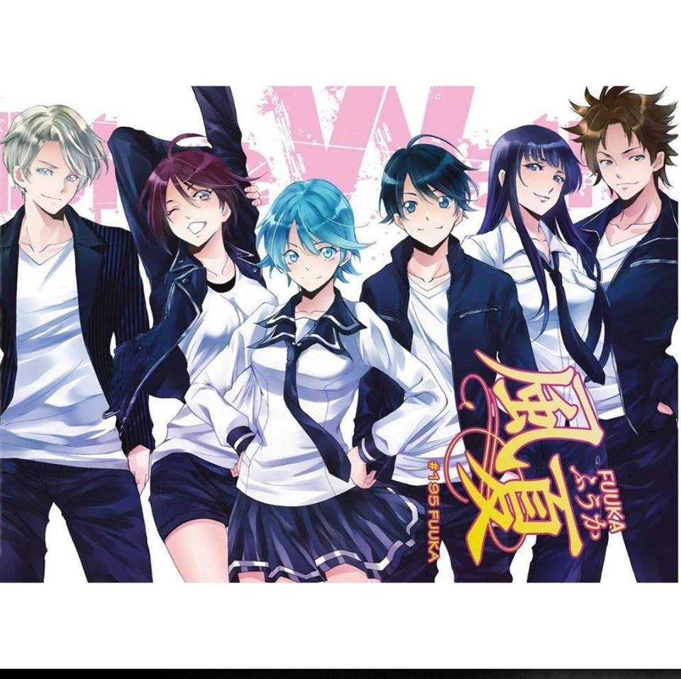 3boys, 3girls, akitsuki_fuuka, aoi_fuuka, artist_request, blonde_hair, blue_eyes, blue_hair