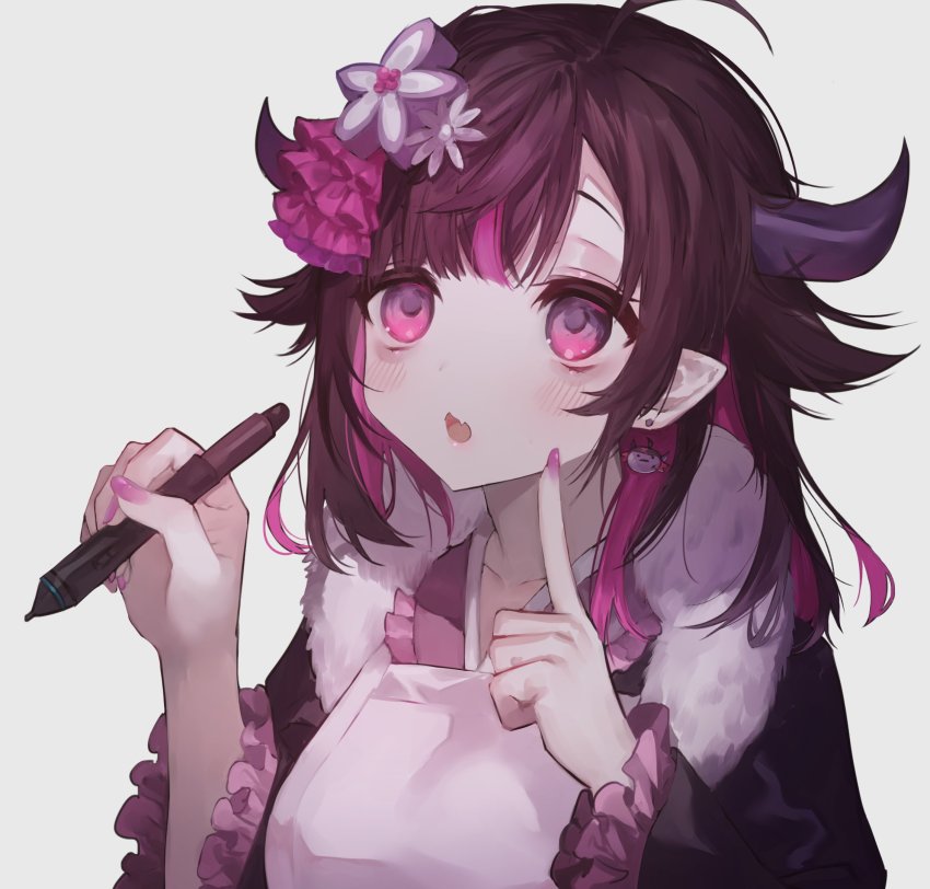 1girl, :o, agenasumiso51, alternate_hair_length, alternate_hairstyle, apron, bags_under_eyes, black_hair