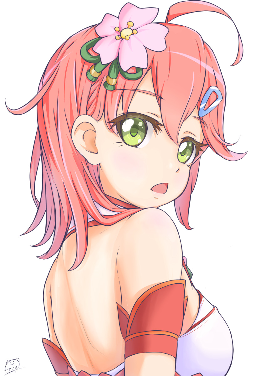 1girl, absurdres, ahoge, armband, armpits, bare_back, bare_shoulders, breasts
