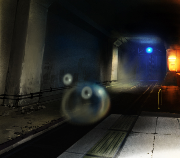 breath_of_fire, breath_of_fire_v, commentary_request, door, monster, no_humans, see-through_clothes, slime_(creature), solo, uzurara