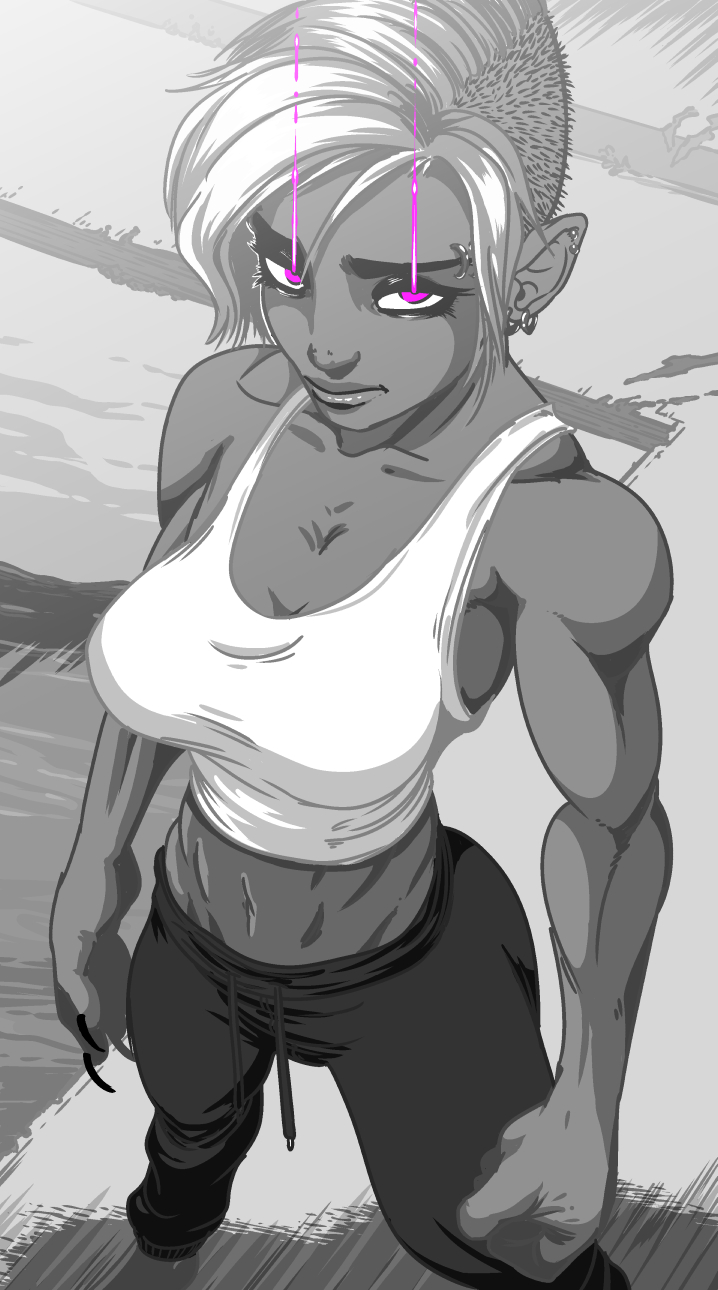 2019, breasts, claws, dark_skin, earthcrusher, fingernails, highres, large_breasts