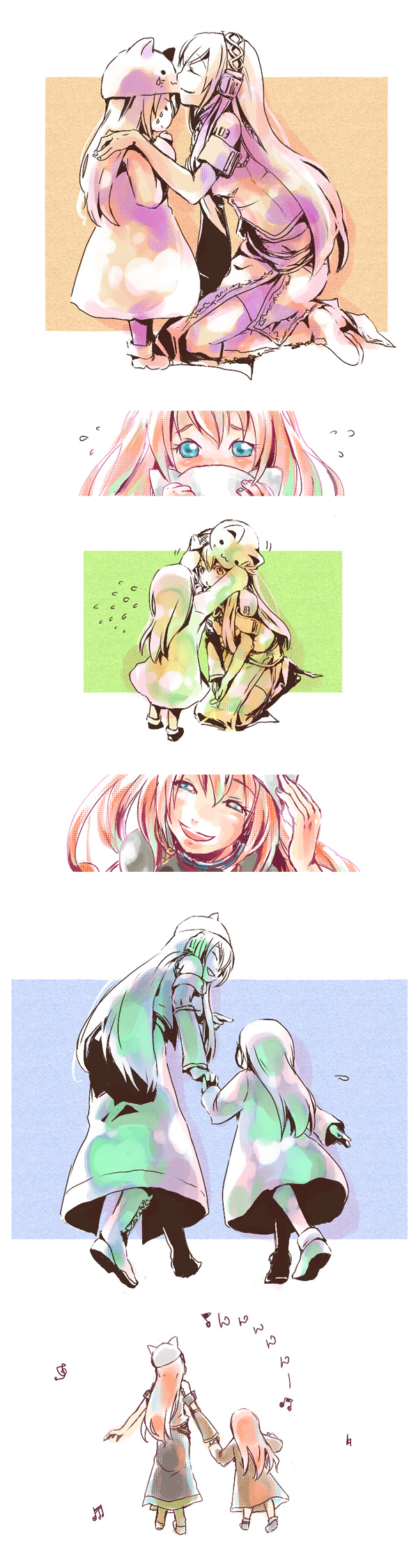 animal_hat, cat_hat, comic, gyorui_(toura_minato), hat, highres, long_hair, long_image