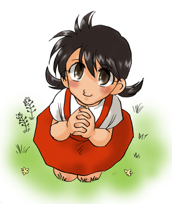 1700703, 1girl, ashita_no_joe, black_hair, child, female_focus, flower, full_body