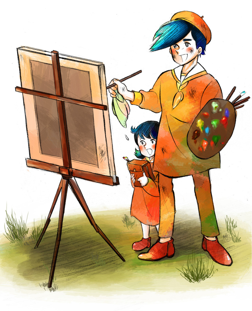 1099209, 1boy, 1girl, age_difference, ashita_no_joe, child, full_body, highres