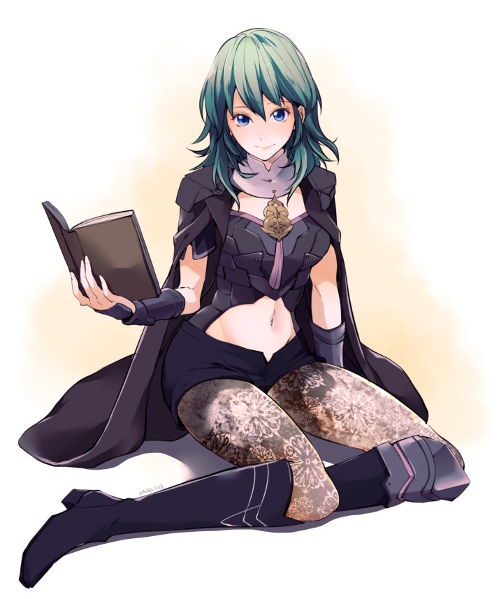 1girl, aqua_hair, armlet, armor, ataka_takeru, blue_eyes, book, breasts