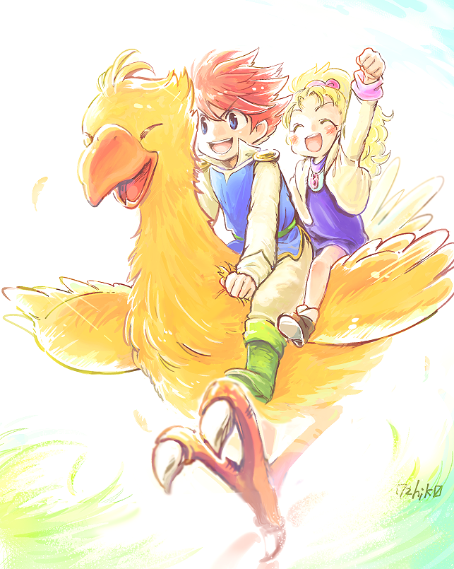 1boy, 1girl, 72yan, blonde_hair, blue_eyes, blush, boco, brown_hair