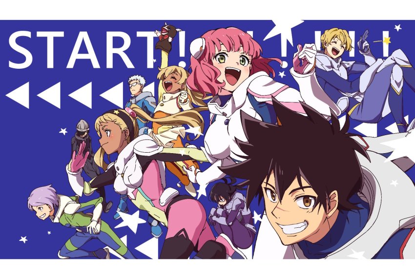 aries_spring, blue_background, bodysuit, charce_lacroix, funicia_rafaeli, glasses, gloves, green_eyes