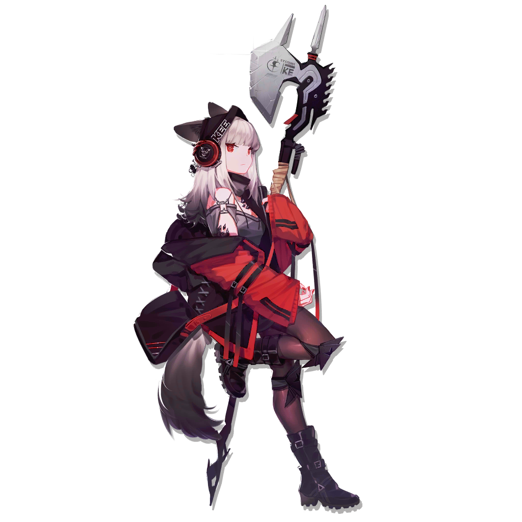 1girl, animal_ears, arknights, bag, bare_shoulders, beanie, black_boots, black_hat