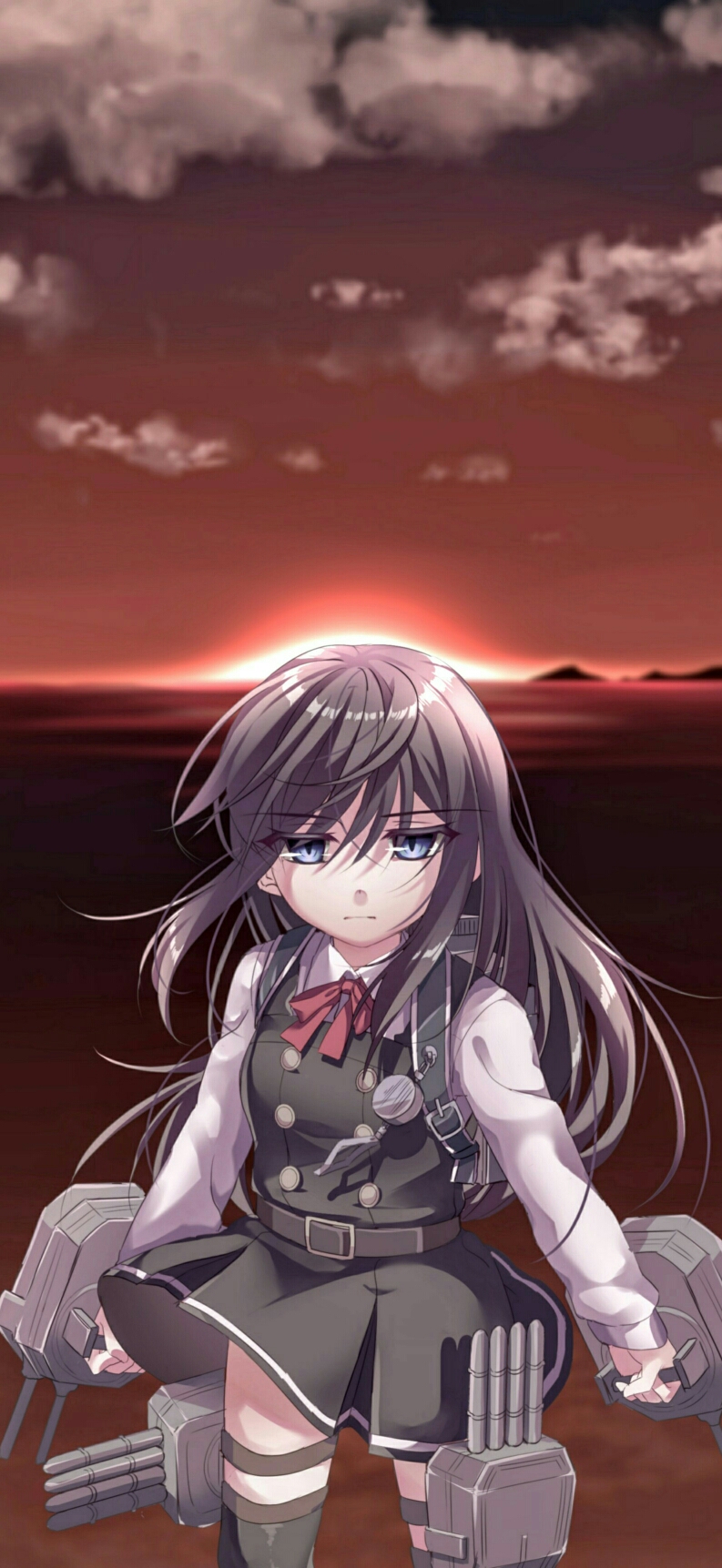 1girl, asashio_(kancolle), bad_id, bad_pixiv_id, belt, black_hair, black_thighhighs, blue_eyes