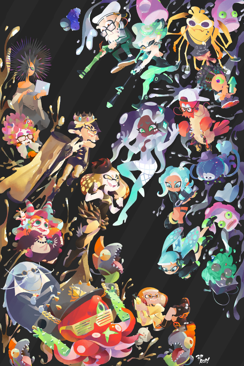 3d_rod!, 6+girls, absurdres, agent_8_(splatoon), annie_(splatoon), bizen_(splatoon), c.q._cumber_(splatoon), callie_(splatoon)