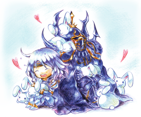 1990s_(style), 2boys, armor, brothers, rabbit, cecil_harvey, chibi, dissidia_final_fantasy