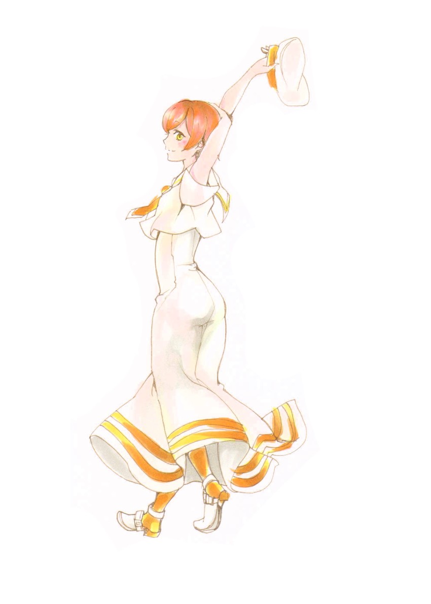 1girl, absurdres, alice_carroll, alice_carroll_(cosplay), aria_(manga), arm_behind_head, arm_up, cosplay