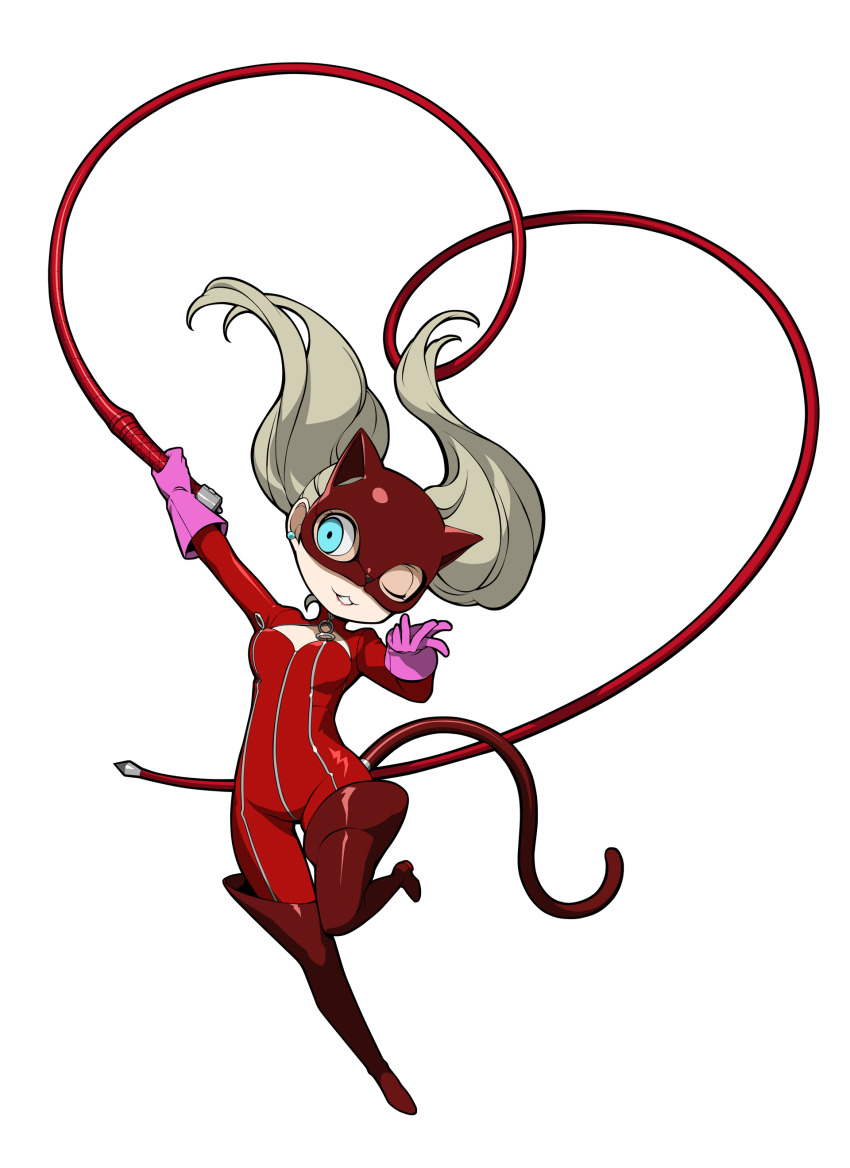 1girl, absurdres, blue_eyes, bodysuit, boots, cat_mask, earrings, fake_tail