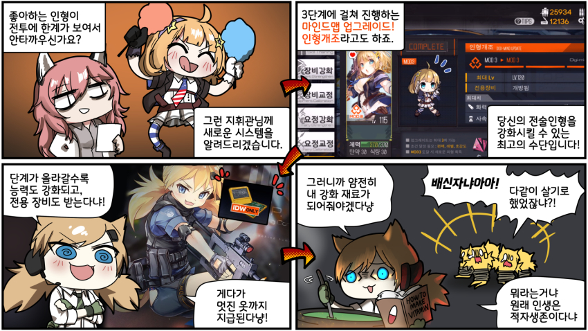 4koma, ahoge, american_flag, animal_ears, bags_under_eyes, black_jacket, blonde_hair, blue_eyes