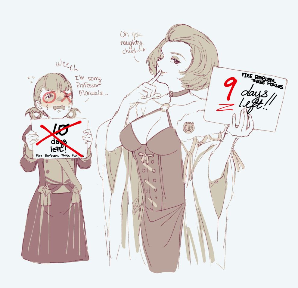 2girls, annette_fantine_dominic, breasts, cleavage, closed_mouth, copyright_name, countdown, dress