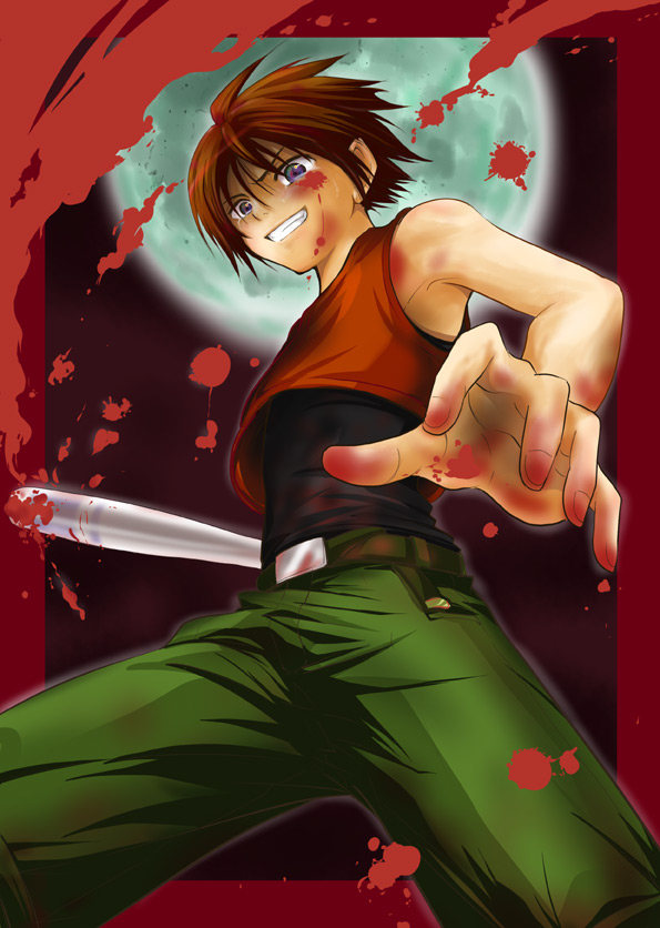 00s, 1boy, bad_id, bad_pixiv_id, baseball_bat, blood, higurashi_no_naku_koro_ni, maebara_keiichi