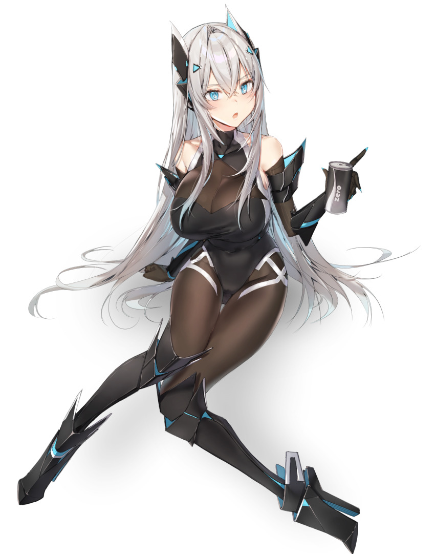1girl, armored_boots, bad_id, bad_pixiv_id, bare_shoulders, black_bodysuit, black_boots, black_leotard