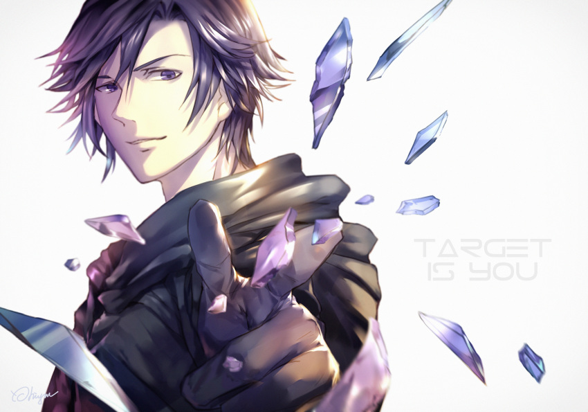 1boy, absurdres, artist_name, black_gloves, black_hair, blue_eyes, english_text, gabuccc