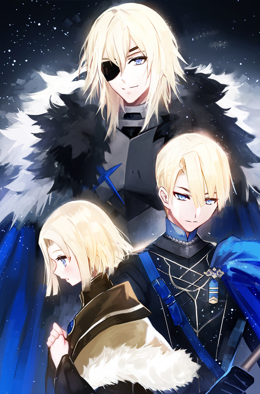 1boy, age_progression, aged_down, aged_up, armor, blonde_hair, blue_eyes, cape