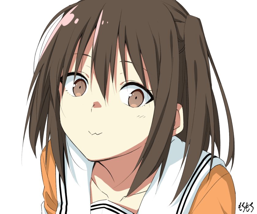 1girl, :3, artist_name, brown_eyes, brown_hair, elbow_gloves, female_focus, gloves